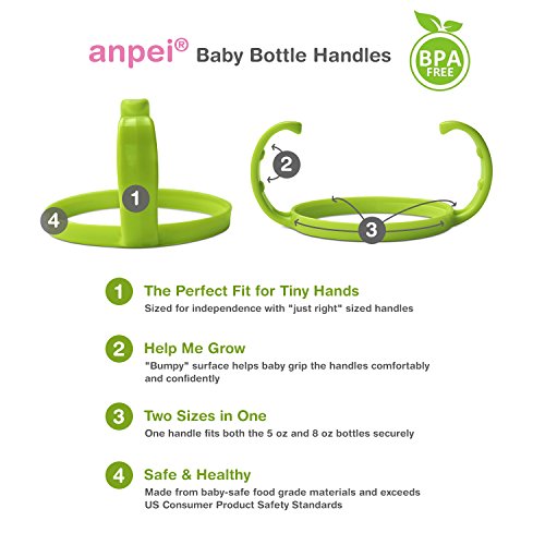 Feeding Bottle Handle Grip for Comotomo Feeding Bottles (Set of 2, Green) - Thumbnail 2