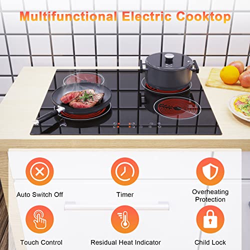 Karinear Dropin 4 Burner Electric Cooktop 24 Inch Electric Radiant