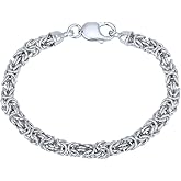 Vanbelle Sterling Silver Jewelry - Rhodium Plated with 925 Stamp - Byzantine Handmade Chain Bracelet - Hand Bracelet Jewelry for Women and Men - 7.50" - HM Chain Bracelet
