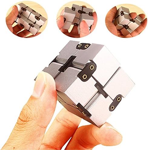 Aluminum Alloy Infinity Cube Silver EDC Decompression Magic Square Infinite Flip Rubik's Cube Perfect For ADD ADHD Office/Study Relax toys Gift for Anxiety Relief and Autism