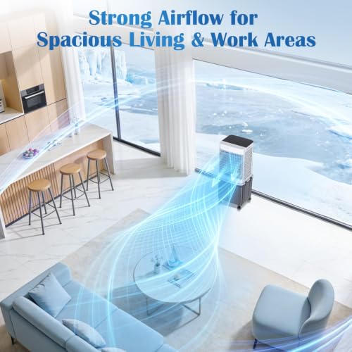 Portable Air Conditioner, 7.9 Gal Portable AC Unit Cooling Fan, Fast Cooling Evaporative Air Cooler with Remote & Timer, 3 Speed Windowless air conditioner for Bedroom, Garage,Patio