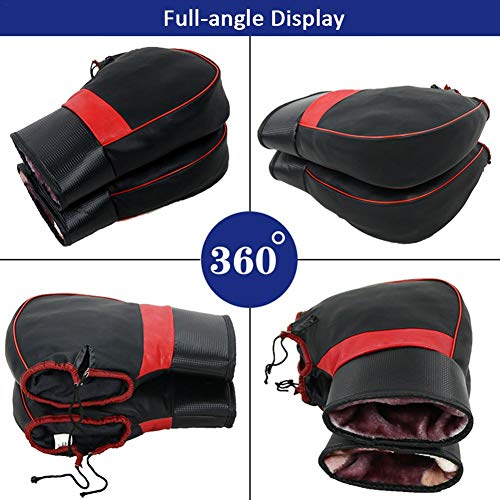 Ya-tube Motorcycle Grip Handlebar Muff Cold-Proof Pu Leather Windproof Waterproof Thermal Cover Glove Drawstring Closing