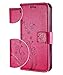 FLYEE Case Compatible with Samsung Galaxy S8 (5.8 inch,Released in 2017),Wallet Case for Women and Girls with Card Holder,Leather Flip case Kickstand for Galaxy S8-Embossed Flowers Rose