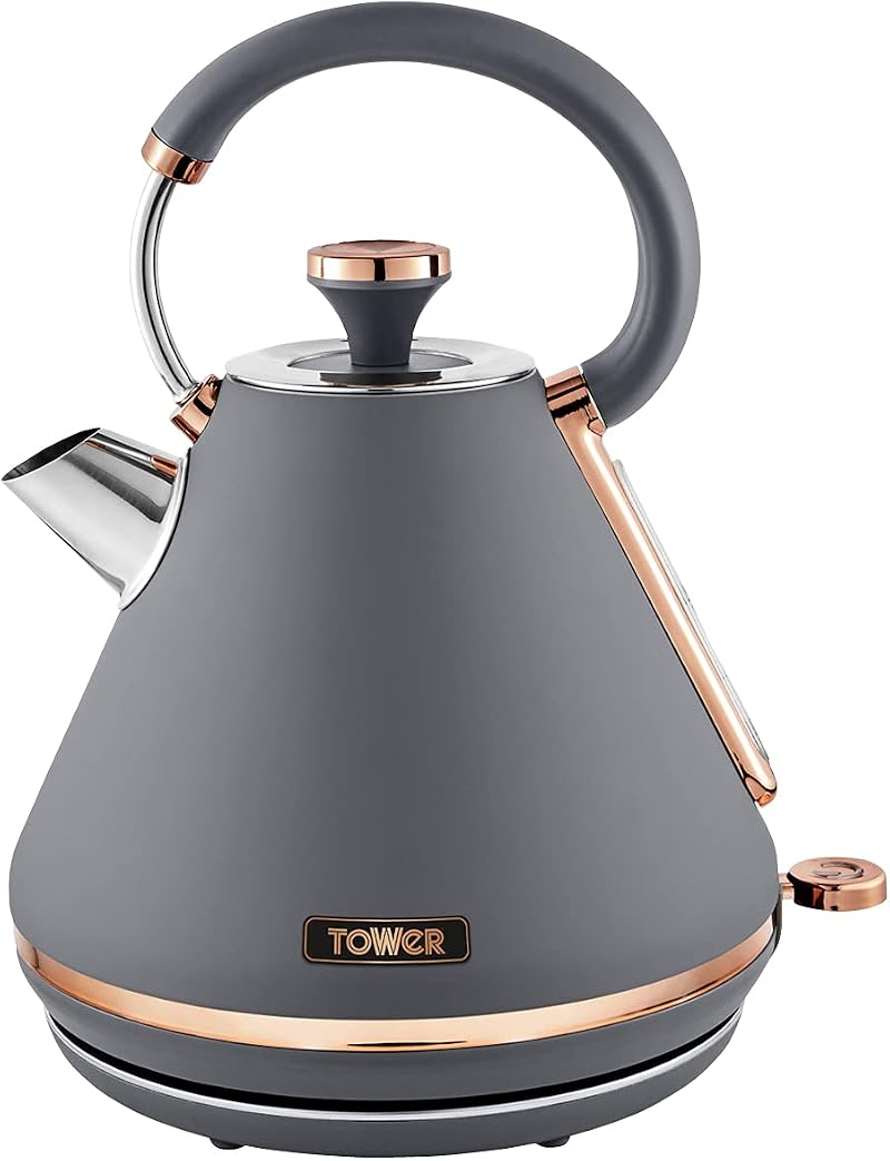 Tower Cavaletto Pyramid Kettle 1.7L 3000W Grey Rose Gold Fast Boil