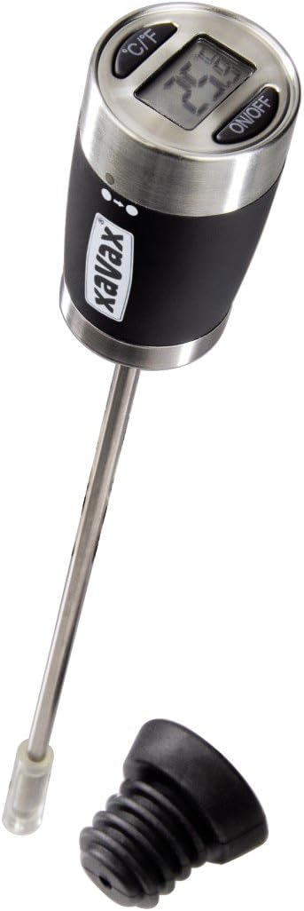 Xavax Weinthermometer Digital aus Edelstahl (auch geeignet als Bratenthermometer und Flaschenverschluss, Küchenthermometer) silber
