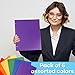 STEMSFX 6 Pack Heavy Duty Plastic 2 Pocket Folder Hole Punched (Assorted Colors) for Letter Size Papers, Includes Business Card Slot