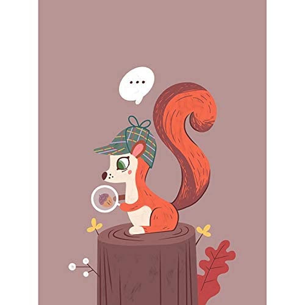 Wee Blue Coo Red Squirrel Acorn Search Art Print Canvas Premium Wall Decor Poster