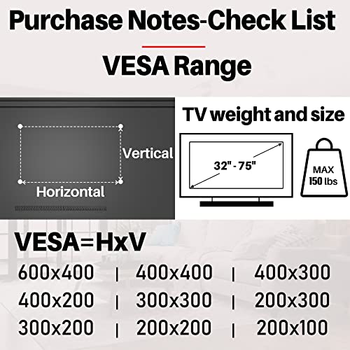 TV Wall Mount, Studless or Anchors Mount, Heavy Duty Aluminum Alloy TV