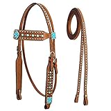 Tahoe Tack Turquoise Collection Show Western Browband Headstall with Matching Split Reins
