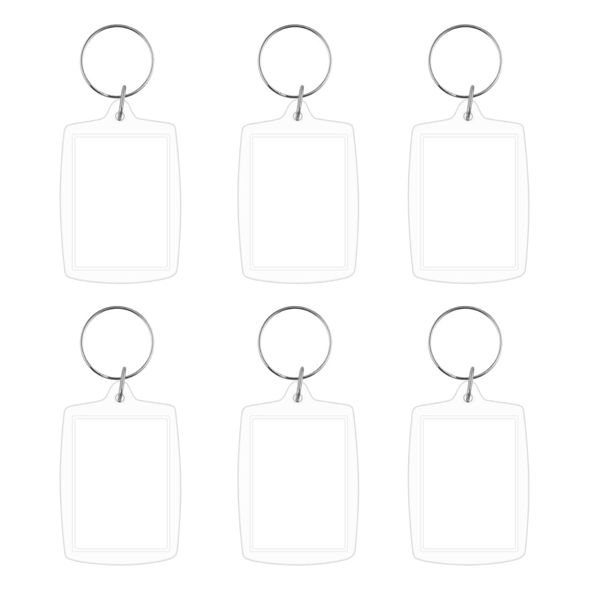Photo 1 of 6 Pcs Acrylic Keychain Clear Acrylic Blank Keyring Photo Insert Frame Personalised Photo Key Holder with Split Ring Rectangle DIY Picture Frames Double Sided Blank Keychains