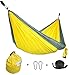 CUTEQUEEN TRADING Single Nest Parachute Nylon Fabric Hammock With Tree straps;Color: Yellow /Grey