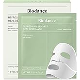 BIODANCE Refreshing Sea kelp Real Deep Mask, Overnight Hydrogel Mask, Calming, Oil & Sebum Control, Blemish Care, Korean Skin Care | 1.19oz(34g) x 4ea