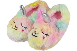 Tirzrro Girls/Kids Warm Unicorn Slippers with Fuzzy Plush Fleece House Slip-on Shoes