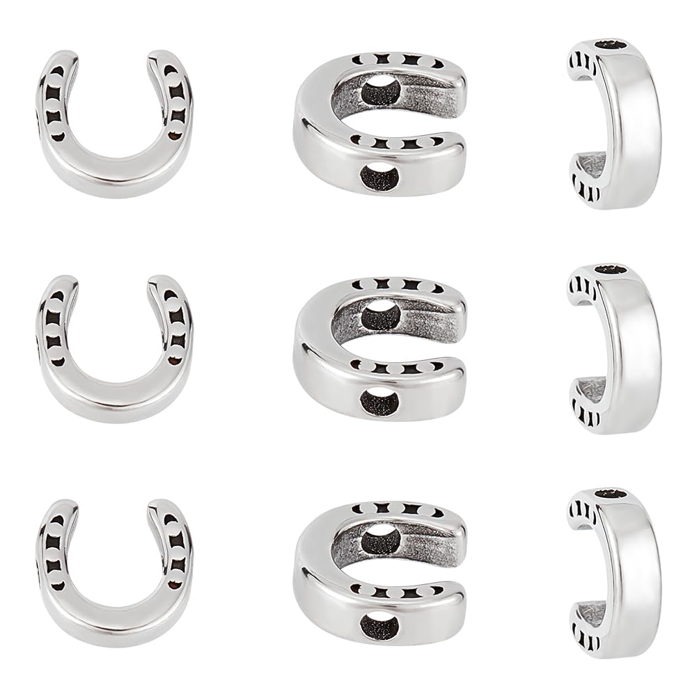 UNICRAFTALE 10pcs Stainless Steel Horseshoes Beads Antique Silver Spacer Beads for Bracelet Jewelry Making DIY