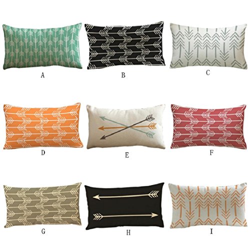 Ikevan Fashion Arrow Printing Pillowcase Sofa Bed Home Decoration Festival Rectangle Pillow Case Cushion Cover(12" x 20") (G) - Thumbnail 2