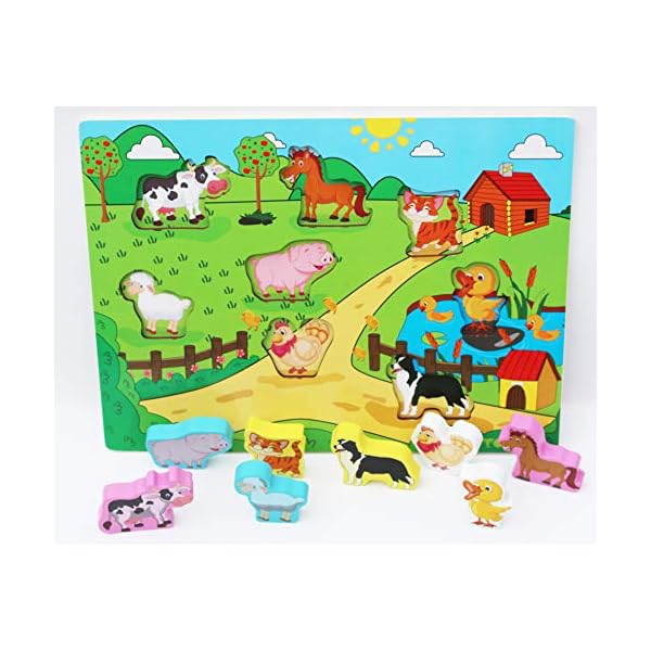 Toys of Wood Oxford Holz Puzzle Bauernhof - Übergroße Tiere für kleine Hände - Nutztiere Puzzle - für Kinder ab 18… – Bild 4