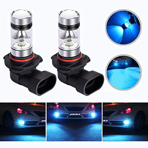 HOCOLO 9006 HB4 100W Cree LED Fog Light Lamp Bulbs for DRL Fog Driving Lights 8000K Ice Blue High Power LED Bulbs Car Vehicle Lighting Accessories (Set of 2) (9006/HB4, Light Blue)