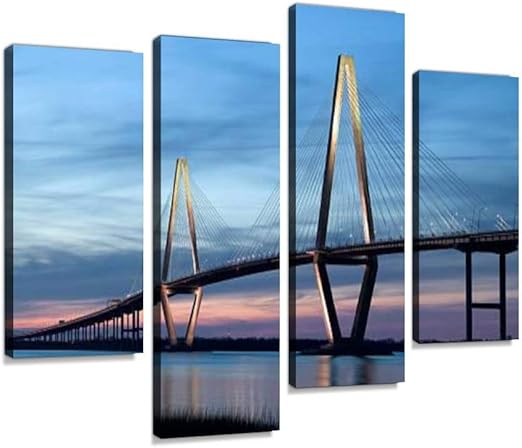 Amazon Com Canvas Wall Art Painting Pictures Ravenel Bridge