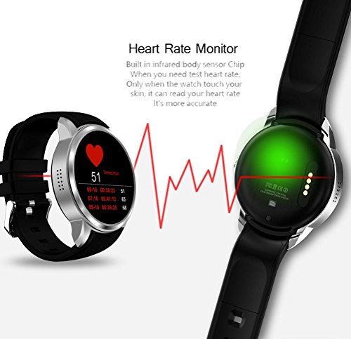 L@YC New Round Screen Android IP67 Waterproof WiFi Quad-Core GPS Positioning Camera Phone Smart Watches, Black - Thumbnail 6