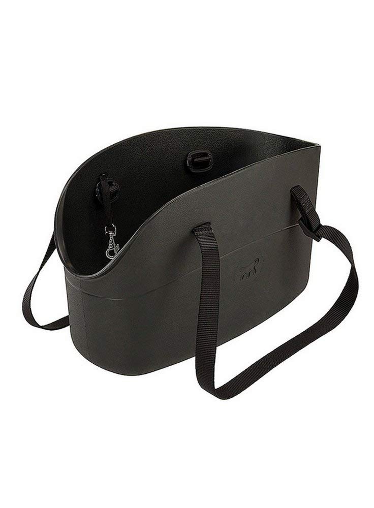 Ferplast Dog Carrier Bag up to 5 kg. Soft Rubber Plastic, Waterproof and Washable Cat Carrier, Adjustable Handles, Safety Strap, 35 x 14 x 22 cm. Black
