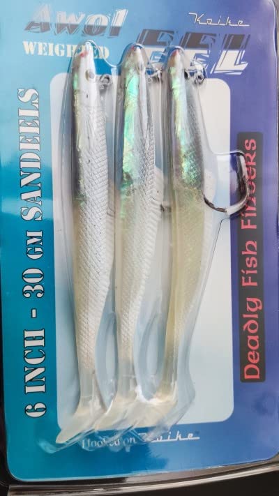 Koike Awol Eels Pearl Sandeel Fishing Lures 6" 3 Lures Per Pack
