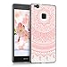 kwmobile Case Compatible with Huawei P9 Lite - Case Clear TPU Cover with Design - Indian Sun Pink/White