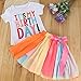 Camidy 1-6T Toddler Baby Girls Birthday Outfit Set Birthday Shirt + Rainbow Tutu Skirt (Short Sleeve, 4T)