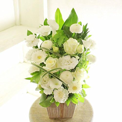 Ky163 供花アレンジメント Gw Basket グリーン 白系 法事 法要 四十九日 命日 お彼岸