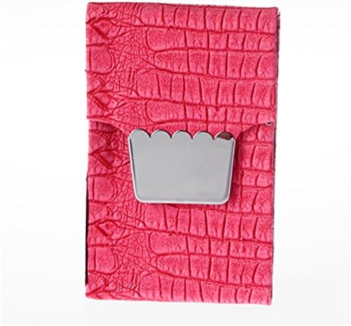 MGStyle Business Card Holder Case - Magnetic - Pink &amp; Silver Tone - Leather &amp; Stainless Steel - Minimalist For Men Or Women