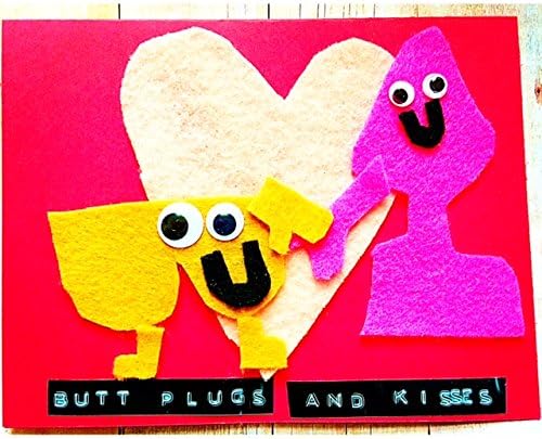 Butt Plugs and Kisses. Cheeky butt and buttplug holding hands funny pun humor valentine's day handmade card