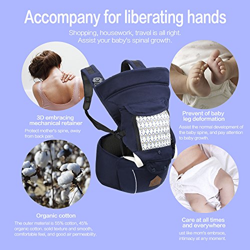 image for unalice NEW Baby's Best Ergonomic Baby Carrier, Hip Seat - 100% Natura