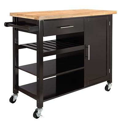 Homegear Utility V3 Kitchen Cart with Storage, Brown