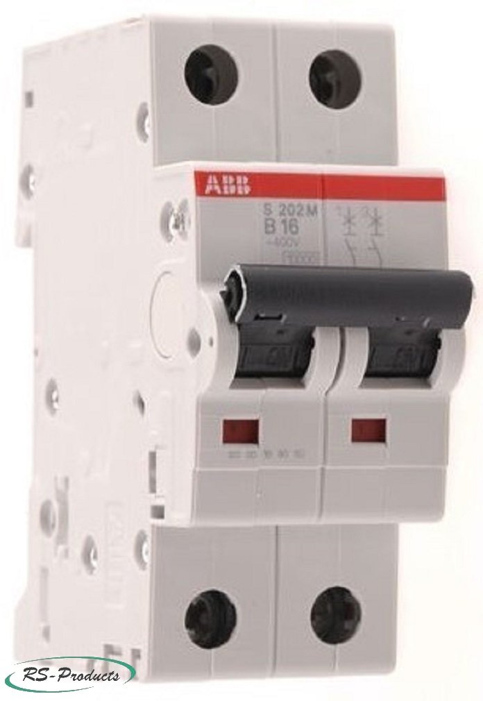 ABB S202M-C32 Miniature Circuit Breaker, 2 Pole, Type C, 10/15kA Breaking Capacity, 32 Amp Current (2CDS272001R0324)