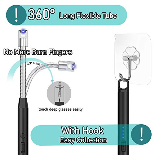 Candle Lighters,2 Pack Electric Candle Rechargeable USB Long Plasma Arc