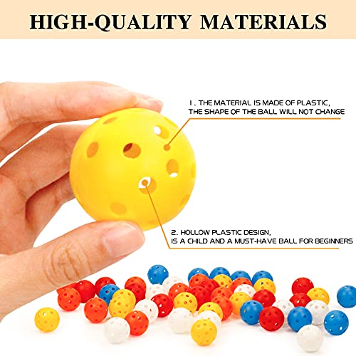50 Packs Practice Golf Balls Limited Flight Golf Balls 40mm Hollow Plastic Golf Training Balls Colored Airflow Golf Balls for Swing Practice Driving Range Home Use Indoor (H01)
