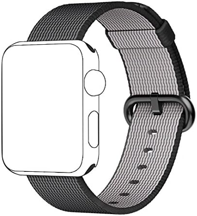 Band for Apple Watch 38mm,QIFIT Third Party Fine Woven Nylon Wrist Strap Bracelet Replacement Band with Stainless Steel Buckle for Apple Watch Series 2, Series 1, Sport, Edition,38mm,Black