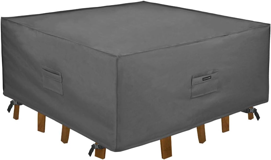 Patio Watcher Patio Furniture Cover Durable and Water Resistant Outdoor Square Furniture Sets Cover with Secure Buckle Straps, Grey Small, 54 Inch : Garden & Outdoor