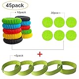 Pack of 45 All Natural Mosquito Insect Repellent Bracelet and Patches Set for Kids, Toddler & Adults - Non Toxic Travel Size Mosquito Bug Repellent Wristband and Patch