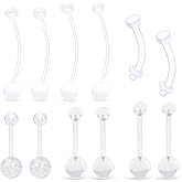 Ovxznts Pregnancy Belly Rings Maternity Belly Button Rings Plastic Long Bar Navel Ring for Maternity Sport Pregnant Women Different Length 10/12/14/35/38mm