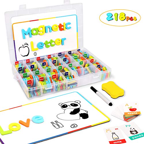 Lydaz Magnetic Letters Classroom ABC Toys Set for Fridge, 218 PCS Alphabet ABC Learning Magnets Letters with 2 White Boards - Preschool Educational Foam Spelling Toy Magnet for Toddlers - Thumbnail 7