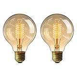 KINGSO Vintage Edison Bulb 60W Incandescent Antique Dimmable Light Bulb Dimmable for Home Light Fixtures Squirrel Cage Filament E27 Base G80 110V (2 Pack)