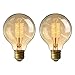 KINGSO Vintage Edison Bulb 60W Incandescent Antique Dimmable Light Bulb Dimmable for Home Light Fixtures Squirrel Cage Filament E27 Base G80 110V (2 Pack)