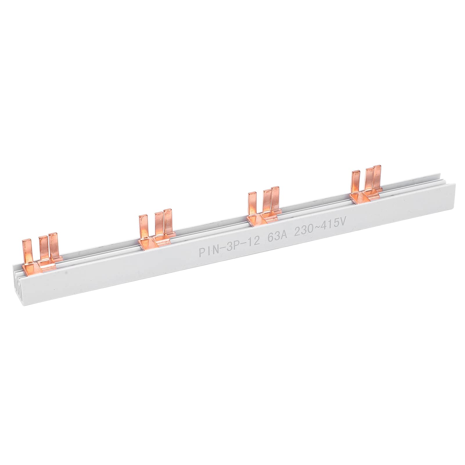 PIN TYPE Copper Bus Bar, Heat Resistant Circuit Breaker Copper Bus Bar Good Conductivity 63А PVC 12 Way 230‑415V 3P for Home School Hospital,Wires and Cables