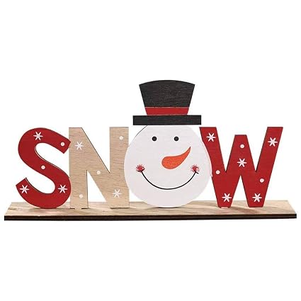 Xesvk Xmas Wooden Wooden Letter Decoration Santa Claus Elk Snowman