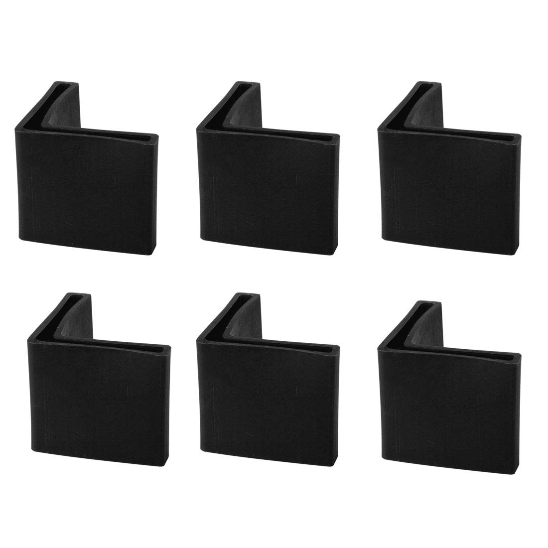 sourcing map 25 x 25mm Angle Iron Foot Pads L Shaped Plastic Furniture Desk Leg Cap End Covers Floor Protector Black 6 Pcs
