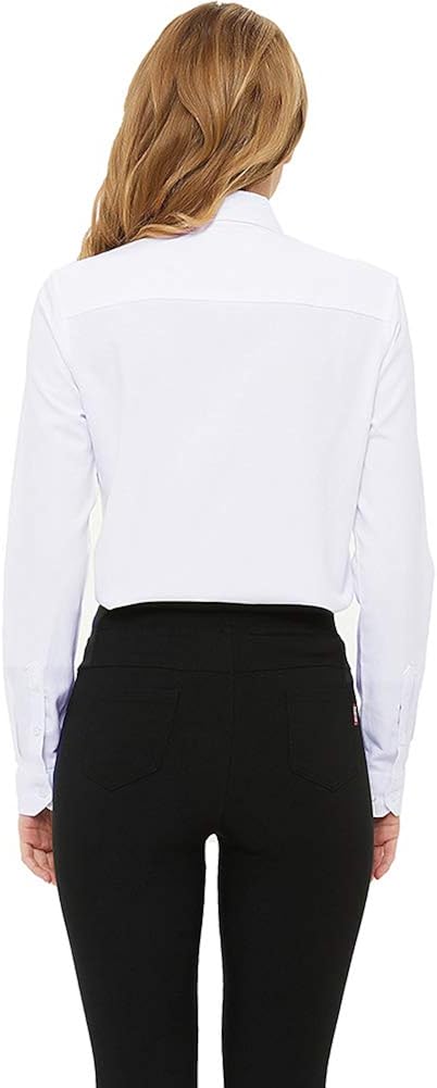 MGWDT Button Down Shirt Women Long Sleeve Blouse Oxford Shirt Classic-Fit Cotton Tops Wrinkle Resistant(2XS-3XL): Clothing