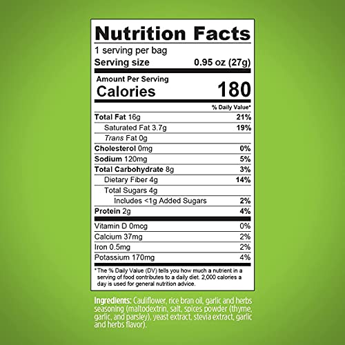 Cauliflower chips Keto bites low carb cauliflower thins (Garlic & Herbs