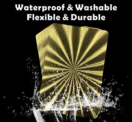 Kxlody Playing Cards ,Radiation Sensation Design Cool Gold Foil Plastic Poker Cards Waterproof Deck of Cards with Gift Box,Suitable for Party Games and Entertainment (Gold-Radiation)