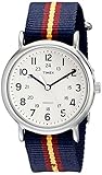 Timex Unisex T2P2349J Weekender Watch with Blue and Maroon Striped Nylon Band