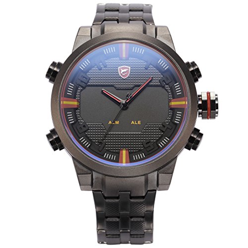 Shark Men's Sport Watch Dual Movement Date Day Quartz Stainless Steel Band SH197